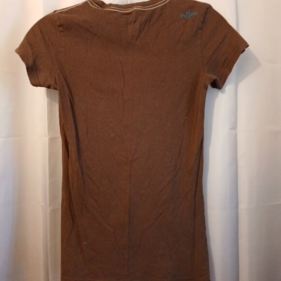 NOLLIE Skater T-shirt Jr. Small Brown short sleeve Blue Embroidered SLIM FIT Sur - Picture 5 of 7